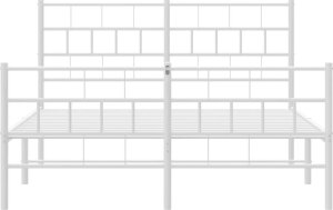 vidaXL Metalowa rama łóżka z wezgłowiem i zanóżkiem, biała, 150x200 cm 5