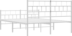 vidaXL Metalowa rama łóżka z wezgłowiem i zanóżkiem, biała, 150x200 cm 7