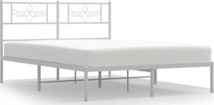 vidaXL Metalowa rama łóżka z wezgłowiem biała, 140x200 cm 2