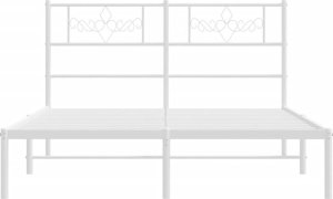 vidaXL Metalowa rama łóżka z wezgłowiem biała, 140x200 cm 4