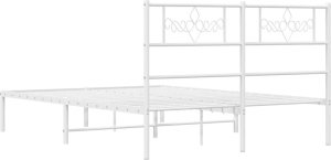 vidaXL Metalowa rama łóżka z wezgłowiem biała, 140x200 cm 7