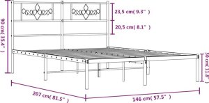 vidaXL Metalowa rama łóżka z wezgłowiem biała, 140x200 cm 9