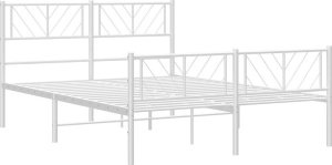 vidaXL Metalowa rama łóżka z wezgłowiem i zanóżkiem, biała, 150x200 cm 4