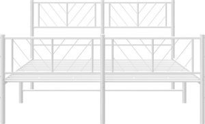 vidaXL Metalowa rama łóżka z wezgłowiem i zanóżkiem, biała, 150x200 cm 5