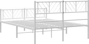 vidaXL Metalowa rama łóżka z wezgłowiem i zanóżkiem, biała, 150x200 cm 7