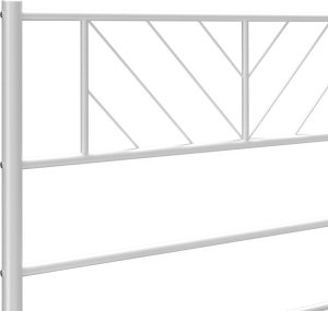 vidaXL Metalowa rama łóżka z wezgłowiem i zanóżkiem, biała, 150x200 cm 8