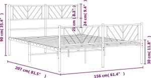 vidaXL Metalowa rama łóżka z wezgłowiem i zanóżkiem, biała, 150x200 cm 9