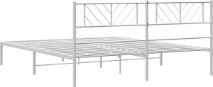 vidaXL Metalowa rama łóżka z wezgłowiem, biała, 193x203 cm 7