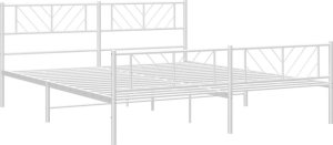 vidaXL Metalowa rama łóżka z wezgłowiem i zanóżkiem, biała, 183x213 cm 4