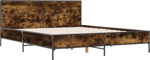 vidaXL vidaXL Rama łóżka, przydymiony dąb, 140x200cm, materiał drewnopochodny 3