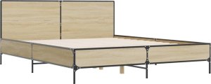 vidaXL vidaXL Rama łóżka, dąb sonoma, 140x190 cm, materiał drewnopochodny 2