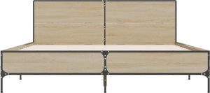 vidaXL vidaXL Rama łóżka, dąb sonoma, 140x190 cm, materiał drewnopochodny 4
