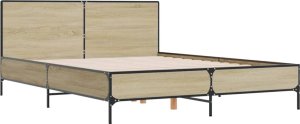 vidaXL vidaXL Rama łóżka, dąb sonoma, 150x200 cm, materiał drewnopochodny 3