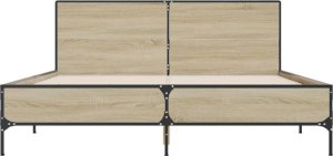 vidaXL vidaXL Rama łóżka, dąb sonoma, 150x200 cm, materiał drewnopochodny 4