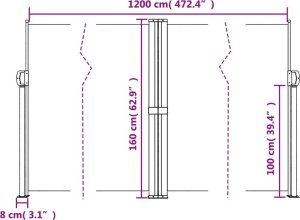 vidaXL vidaXL Zwijana markiza boczna, biała, 160x1200 cm 10