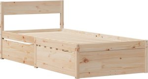 vidaXL vidaXL Rama łóżka bez materaca, 90x200 cm, lite drewno sosnowe 2