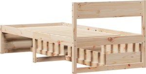vidaXL vidaXL Rama łóżka bez materaca, 90x200 cm, lite drewno sosnowe 6