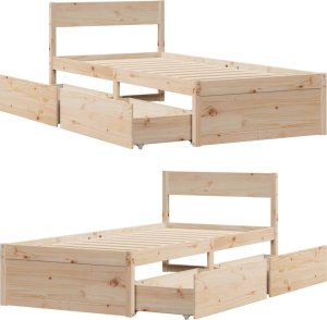 vidaXL vidaXL Rama łóżka bez materaca, 90x200 cm, lite drewno sosnowe 7