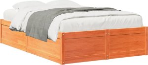 vidaXL vidaXL Rama łóżka bez materaca, woskowy brąz, 120x190 cm, sosnowa 2