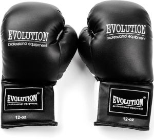 Evolution Rękawice bokserskie basic rekreacyjne PCV RB2210 czarno-białe r. 10 (21627) 1