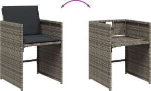 vidaXL 13-cz. zestaw mebli ogrodowych z poduszkami, szary rattan PE 6