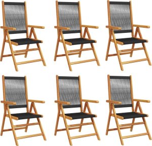 vidaXL vidaXL Rozkładane krzesła ogrodowe, 6 szt., czarne, drewno akacjowe 2