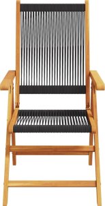 vidaXL vidaXL Rozkładane krzesła ogrodowe, 6 szt., czarne, drewno akacjowe 4