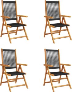 vidaXL vidaXL Rozkładane krzesła ogrodowe, 4 szt., czarne, drewno akacjowe 2