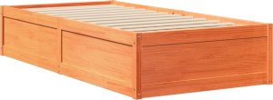 vidaXL vidaXL Rama łóżka bez materaca, woskowy brąz, 75x190 cm, sosnowa 6