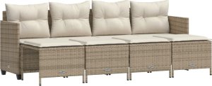 vidaXL vidaXL 5-cz. zestaw mebli ogrodowych z poduszkami, beżowy, polirattan 2