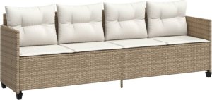 vidaXL vidaXL 5-cz. zestaw mebli ogrodowych z poduszkami, beżowy, polirattan 3