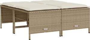 vidaXL vidaXL 5-cz. zestaw mebli ogrodowych z poduszkami, beżowy, polirattan 4