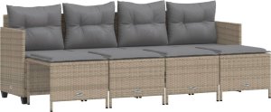 vidaXL vidaXL 5-cz. zestaw mebli ogrodowych z poduszkami, beżowy, polirattan 2