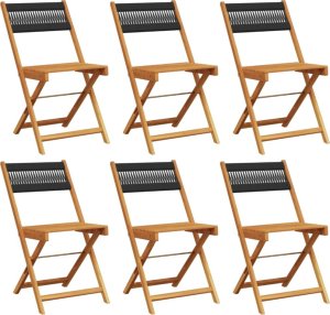 vidaXL vidaXL Składane krzesła ogrodowe, 6 szt., czarne, lite drewno akacjowe 2