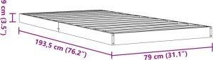 vidaXL Rama łóżka, woskowy brąz, 75x190 cm, lite drewno sosnowe 9