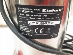 Einhell dirty water pump GC-DP 6315 N, submersible / pressure pump (red/stainless steel, 630 watts) 11