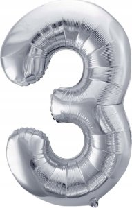 Party Deco Balon foliowy 3 srebrny 72cm 1