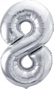 Party Deco Balon foliowy 8 srebrny 72cm 1