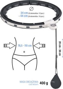 HMS HHM15 HULA HOP BLACK Z MAGNESEM I OBCIĄŻNIKIEM + LICZNIK HMS 11