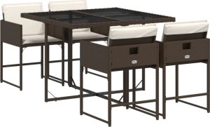 vidaXL vidaXL 5-cz. zestaw mebli ogrodowych z poduszkami, brązowy, polirattan 2