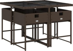 vidaXL vidaXL 5-cz. zestaw mebli ogrodowych z poduszkami, brązowy, polirattan 5