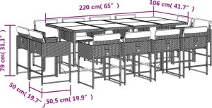 vidaXL vidaXL 13-cz. zestaw mebli do ogrodu, poduszki, brązowy, rattan PE 8