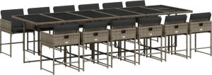 vidaXL 13-cz. zestaw mebli ogrodowych z poduszkami, szary rattan PE 2