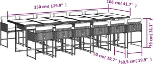 vidaXL 13-cz. zestaw mebli ogrodowych z poduszkami, szary rattan PE 9