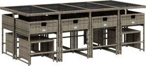 vidaXL 13-cz. zestaw mebli ogrodowych z poduszkami, szary rattan PE 5