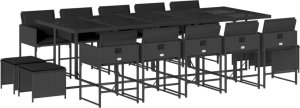 vidaXL vidaXL 15-cz. zestaw mebli ogrodowych z poduszkami, czarny, rattan PE 2