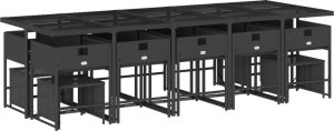 vidaXL vidaXL 15-cz. zestaw mebli ogrodowych z poduszkami, czarny, rattan PE 5