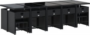 vidaXL vidaXL 15-cz. zestaw mebli ogrodowych z poduszkami, czarny, rattan PE 3