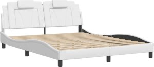 vidaXL Rama łóżka z zagłówkiem, biała, 160x200 cm, sztuczna skóra 2