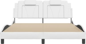 vidaXL Rama łóżka z zagłówkiem, biała, 160x200 cm, sztuczna skóra 4